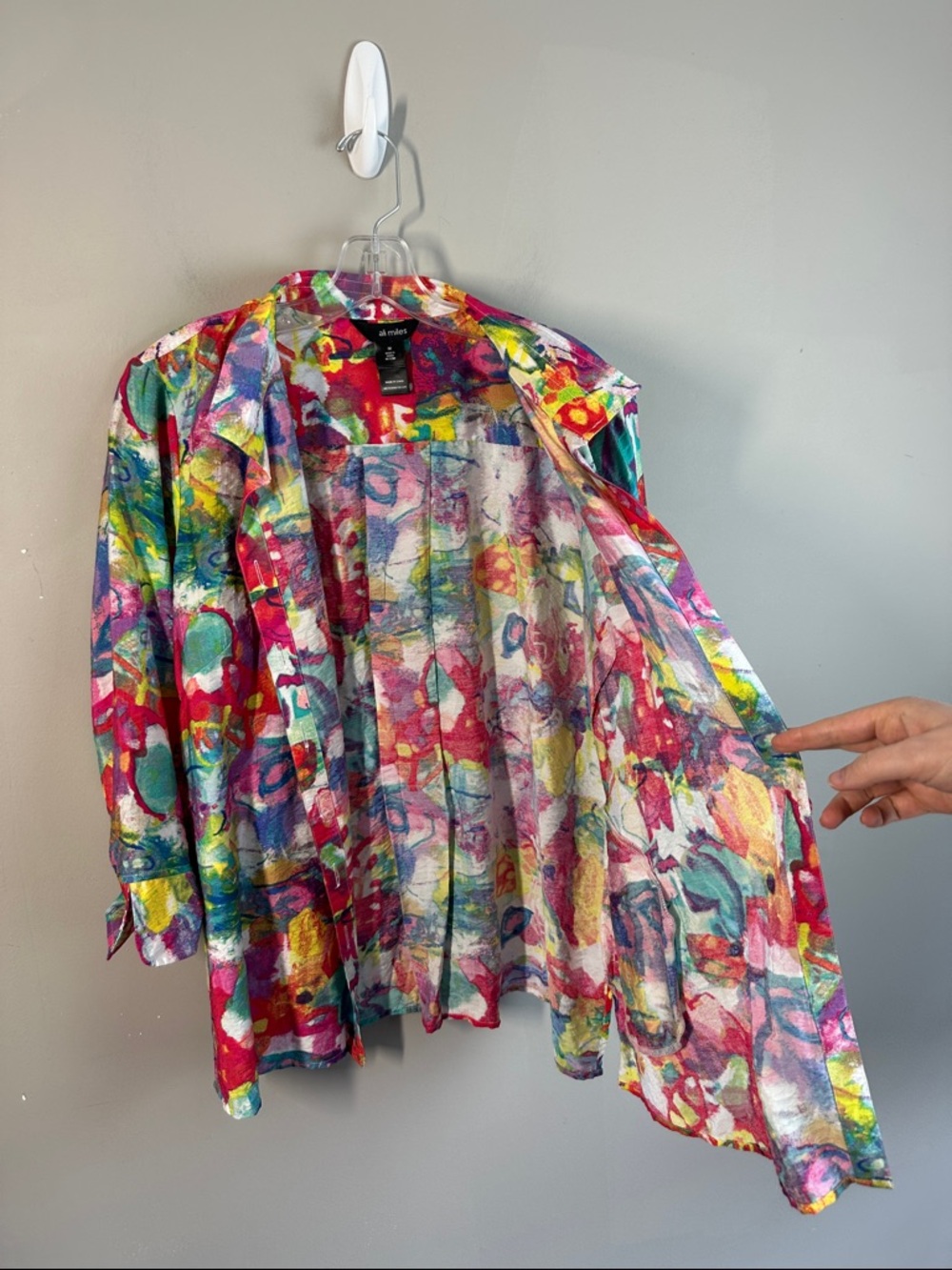 Ali Miles Abstract Colorful Print Button Down Top Size M - Picture 5 of 16